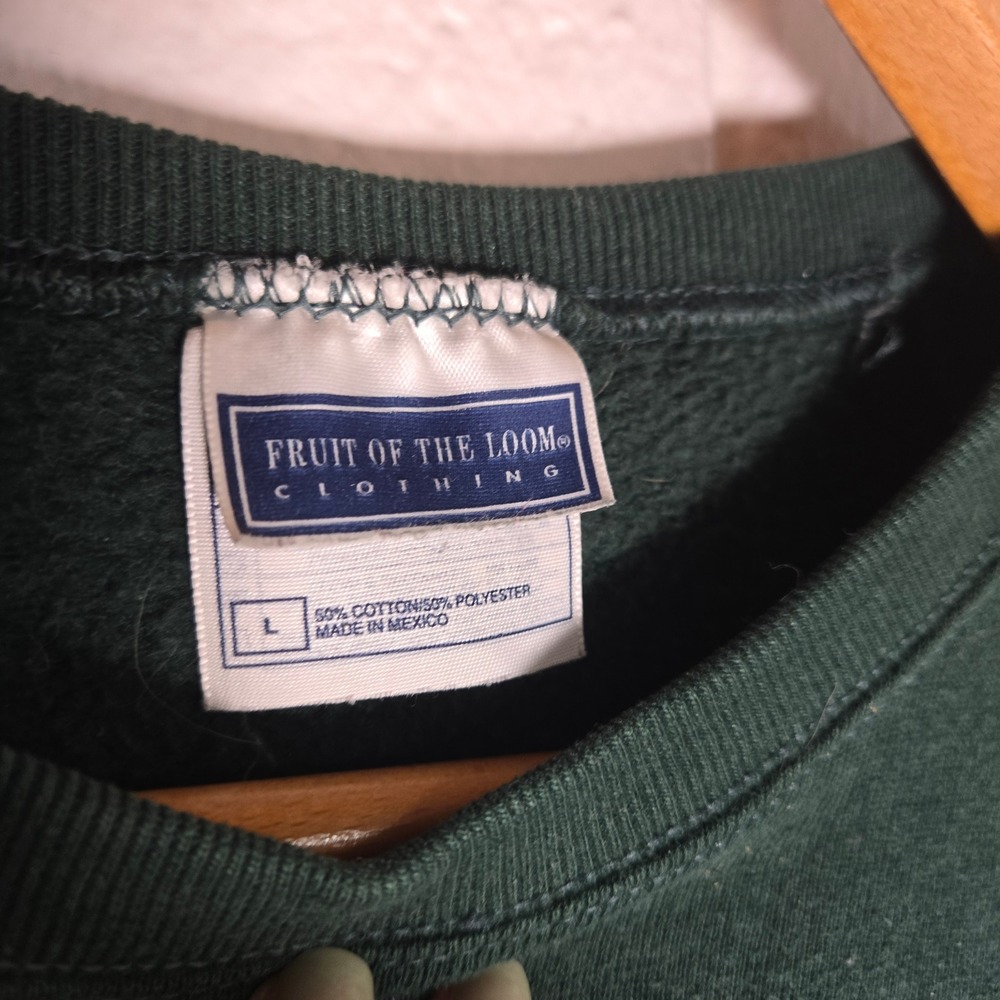 Vtg Rare Fruit of the Loom Sweatshirt Winnie The Pooh Embroidered Green Disney L - Picture 5 of 10